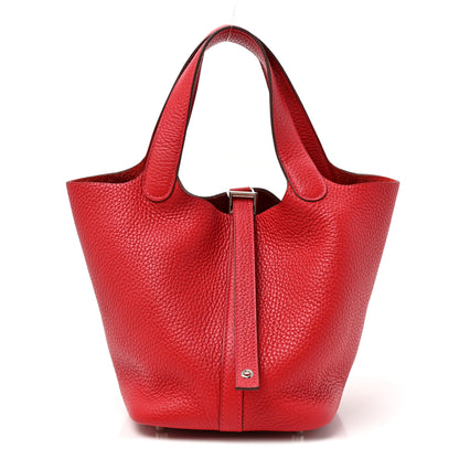 Hermes Taurillon Clemence Picotin Lock 18 PM Rouge Casaque 1 of 10