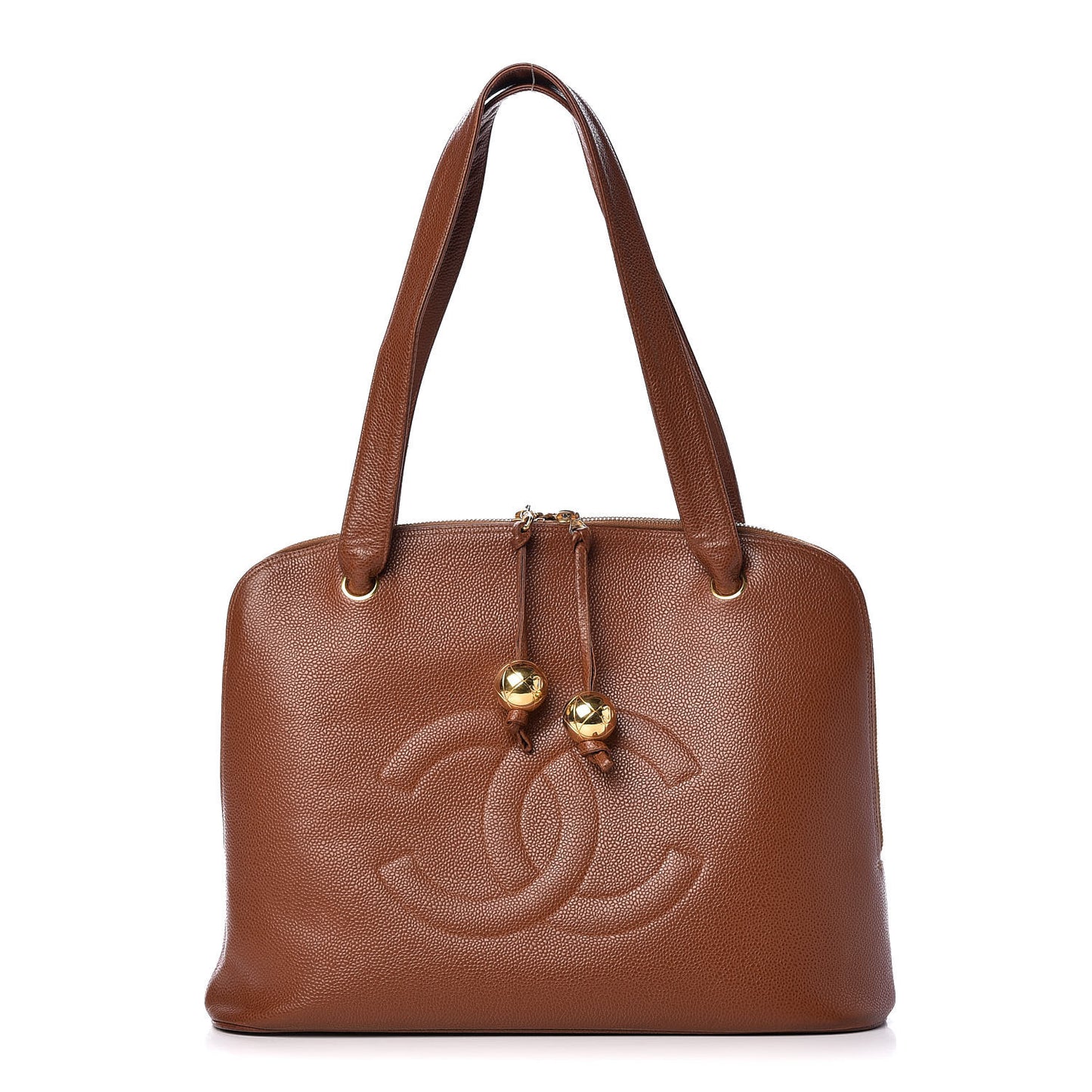 Caviar Large CC Shoulder Bag Brown