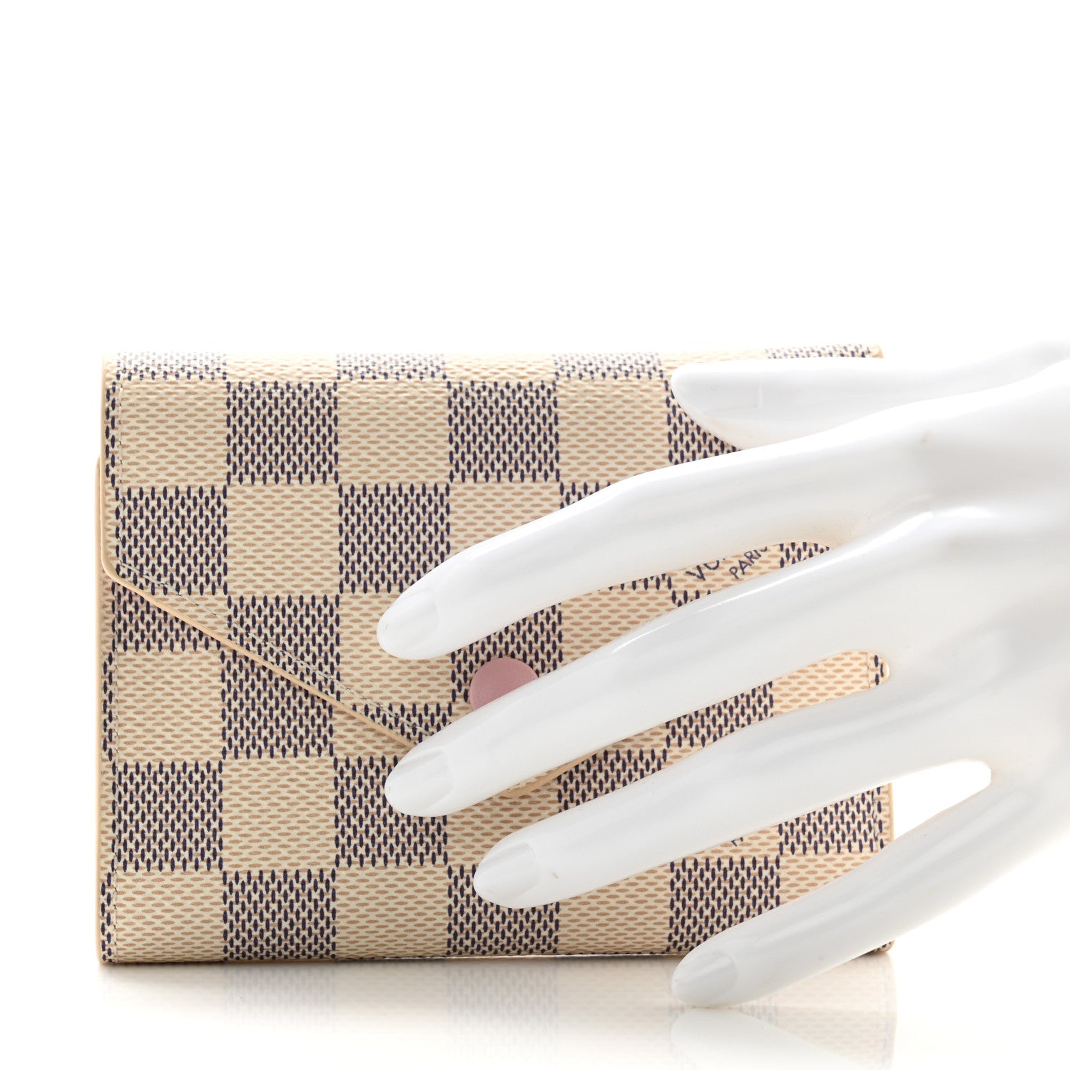 Louis Vuitton Damier Azur Victorine Wallet Rose Ballerine 2 of 7