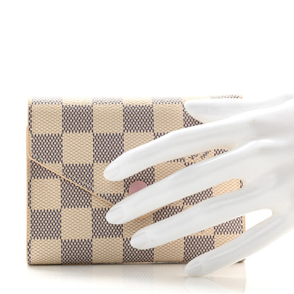 Louis Vuitton Damier Azur Victorine Wallet Rose Ballerine 2 of 7