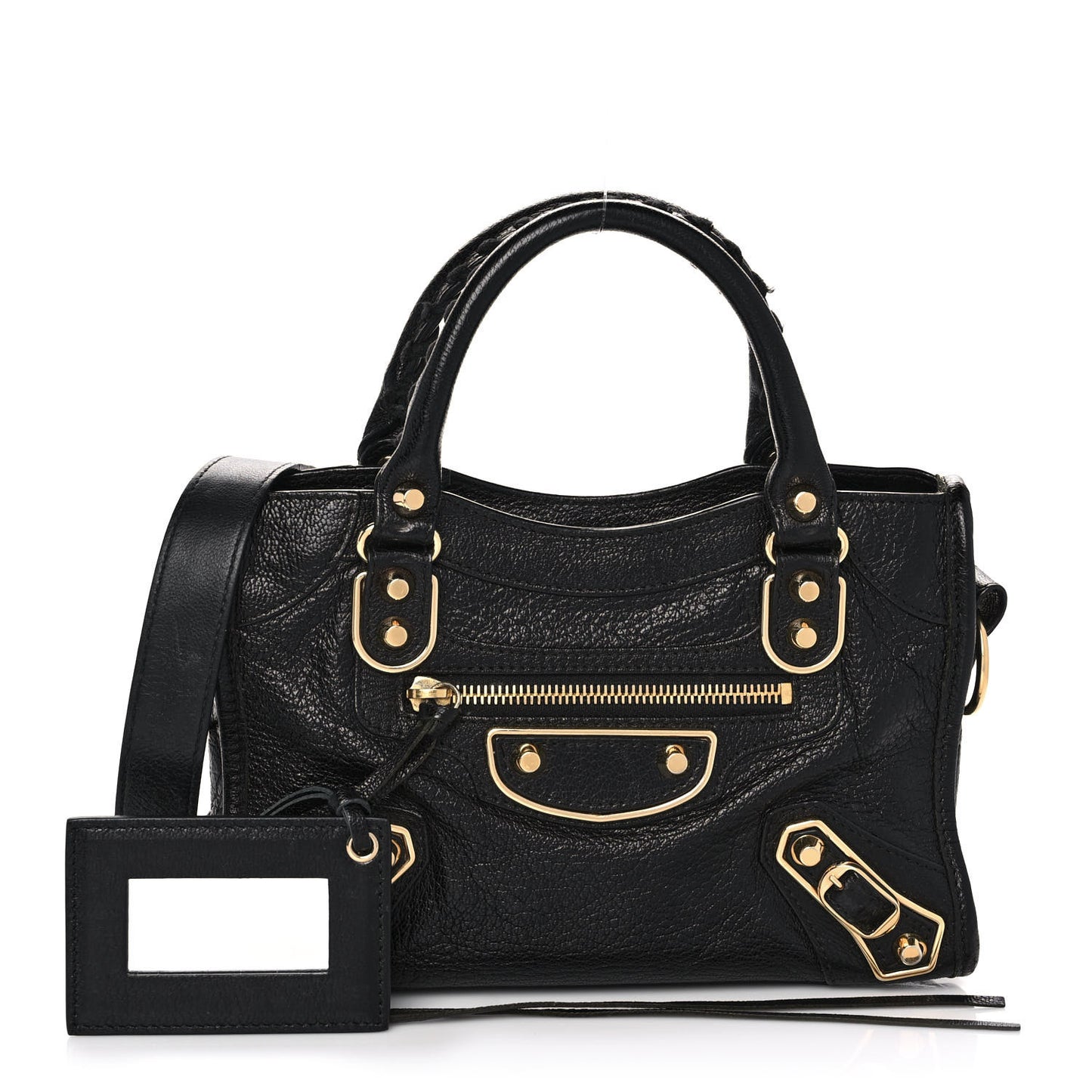 Chevre Gold Metallic Edge Hardware Mini City Black