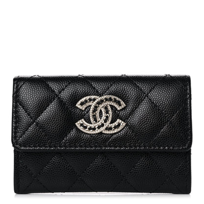 Chanel Caviar Quilted Crystal CC Flap Card Holder Black 1 of 11