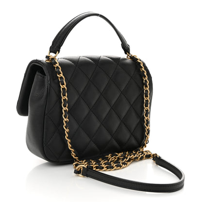Chanel Calfskin Quilted Top Handle Flap Black 3 of 11