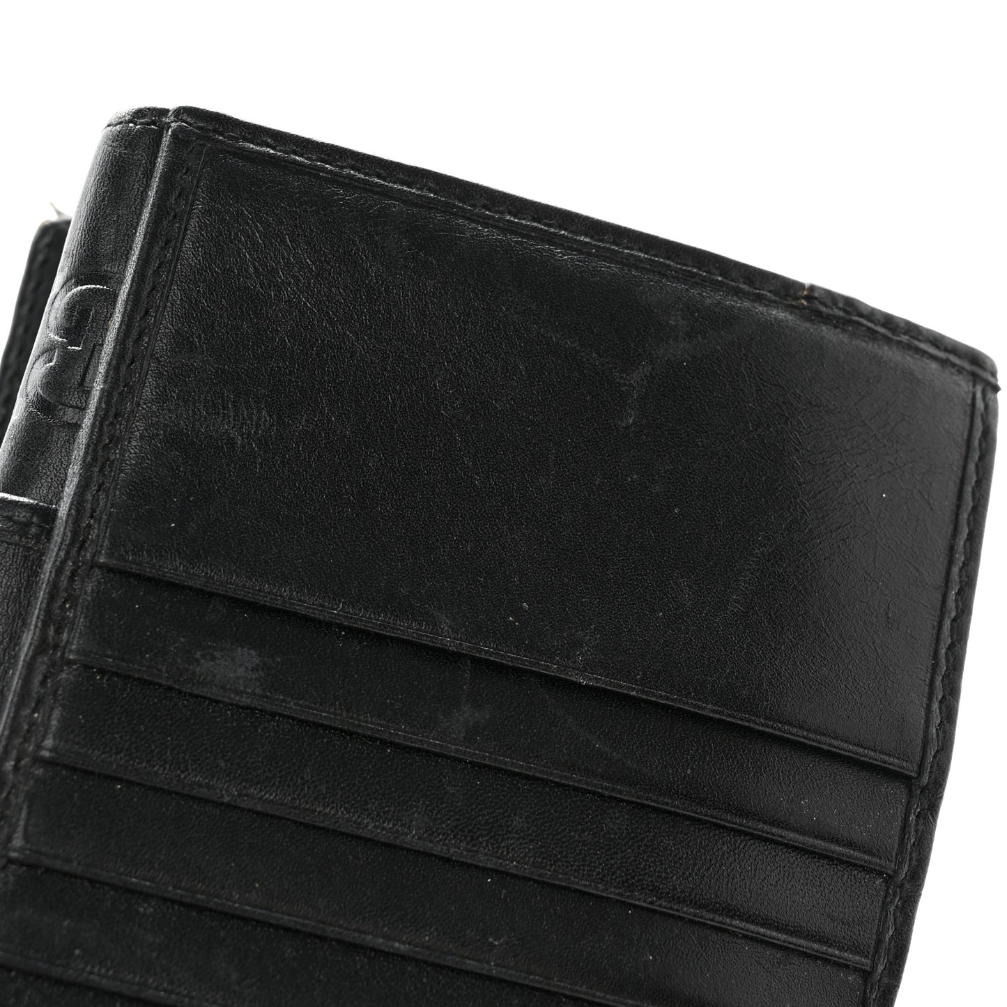 Guccissima Metal Bar French Flap Wallet Black