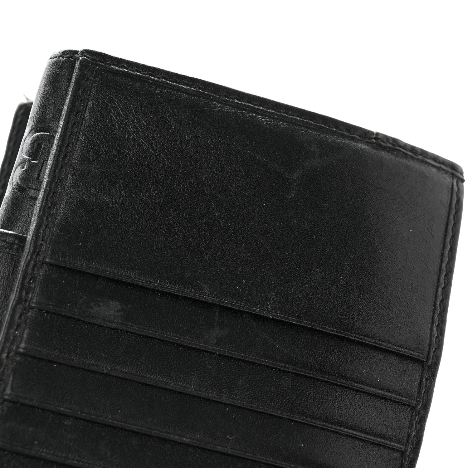 Gucci Guccissima Metal Bar French Flap Wallet Black 9 of 18