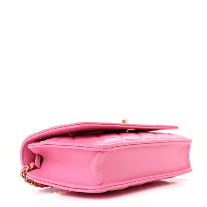 Chanel Lambskin Quilted CC Pearl Crush Wallet on Chain WOC Pink 4 of 12