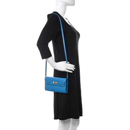 Hermes Chevre Mysore Kelly Wallet To Go Bleu Zanzibar 2 of 10