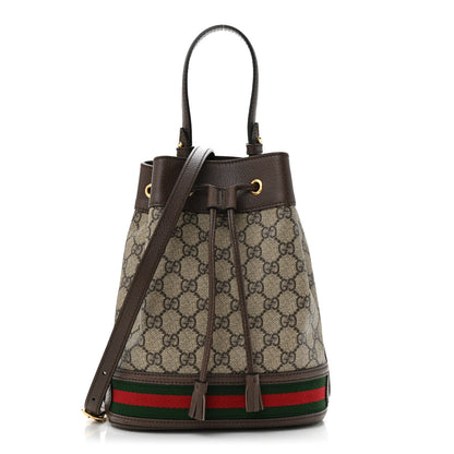 Gucci GG Supreme Monogram Web Small Ophidia Bucket Bag Brown 1 of 14