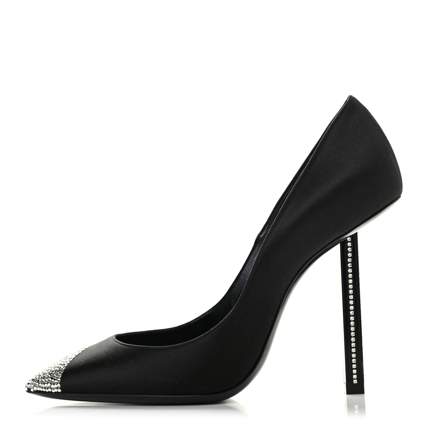 Satin Crystal Embellished Tower 110 Pump 37.5 Black