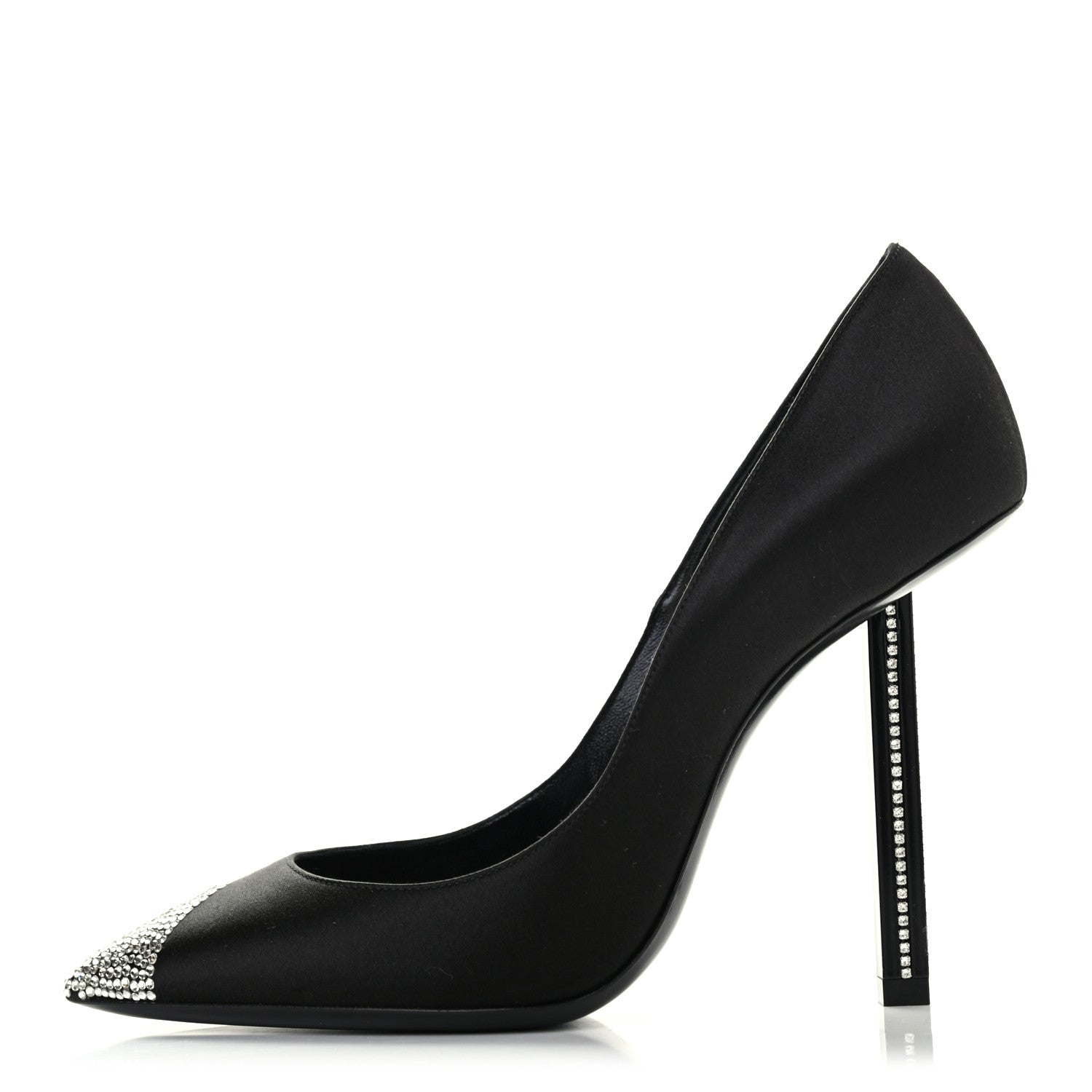 Saint Laurent Satin Crystal Embellished Tower 110 Pump 37.5 Black 1 of 20