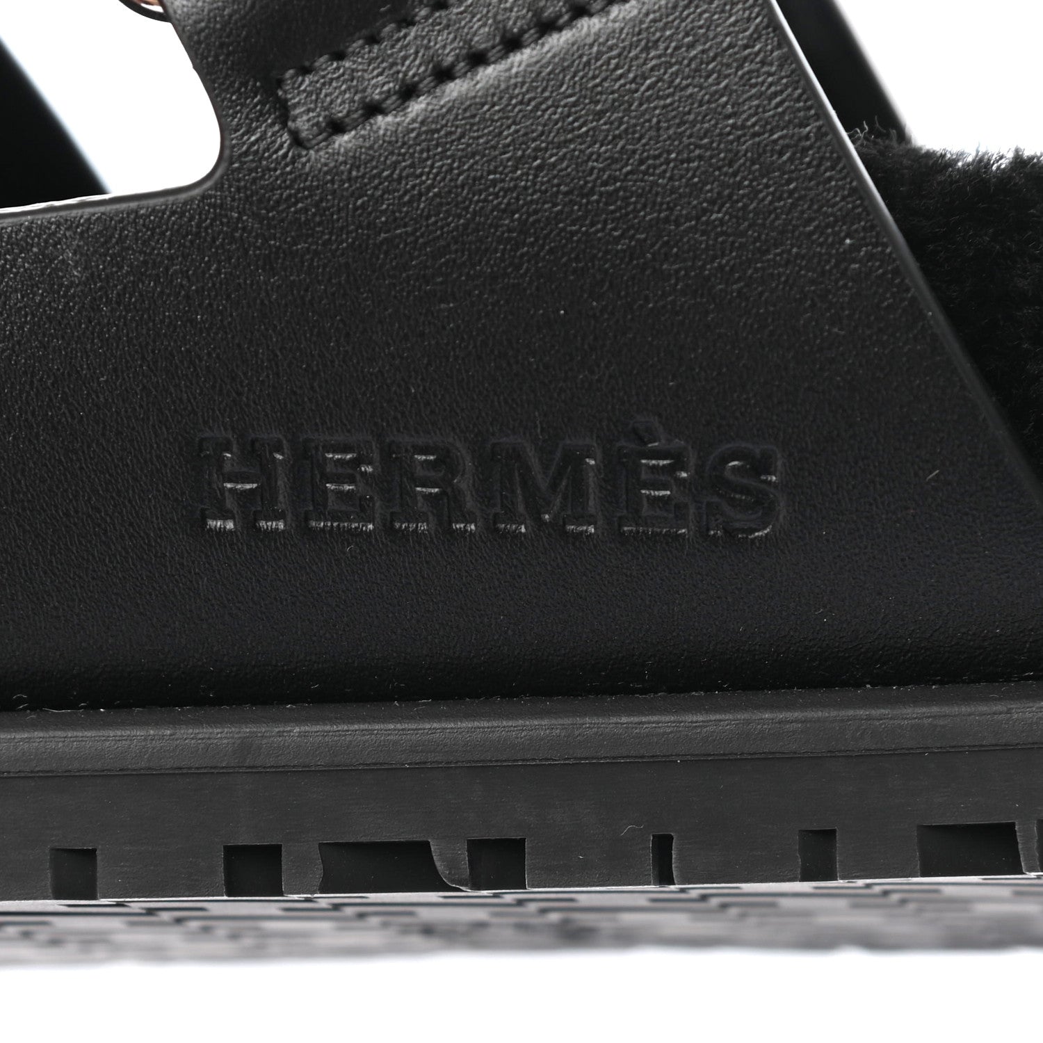 Hermes Calfskin Woolskin Womens Chypre Sandals 41 Black 6 of 9