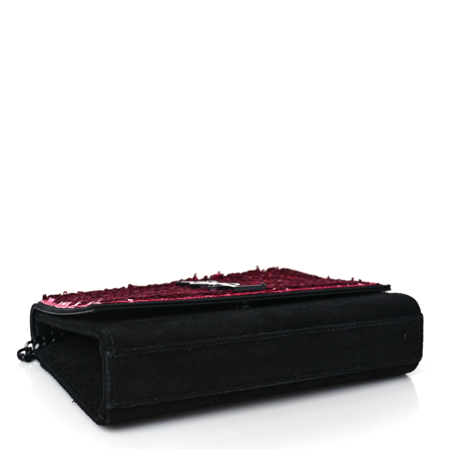 Paillette Suede Monogram Kate Chain Wallet Pink Black