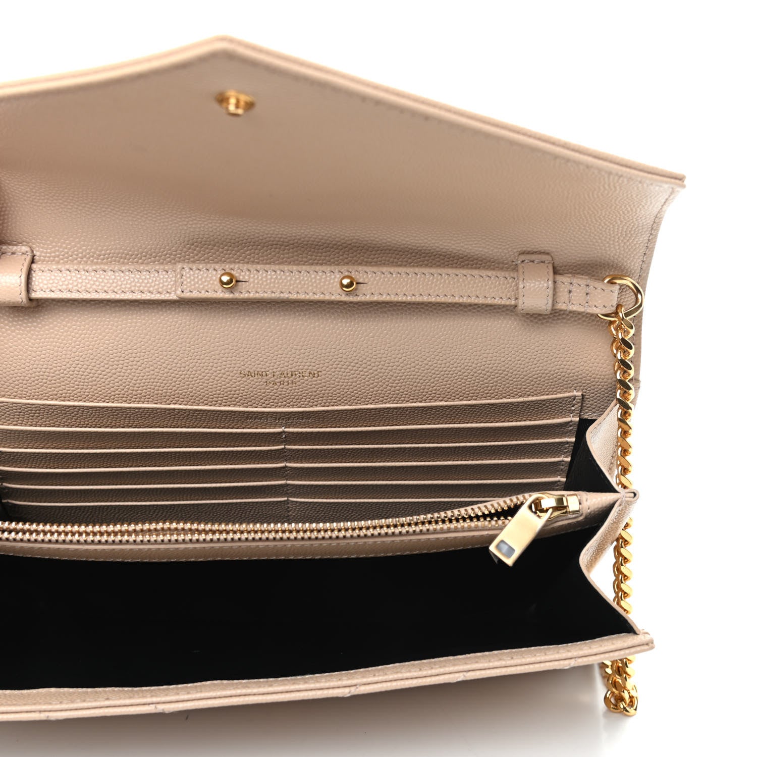 Saint Laurent Grain De Poudre Matelasse Chevron Monogram Chain Wallet Nude Powder 5 of 8