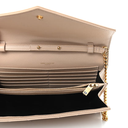 Saint Laurent Grain De Poudre Matelasse Chevron Monogram Chain Wallet Nude Powder 5 of 8