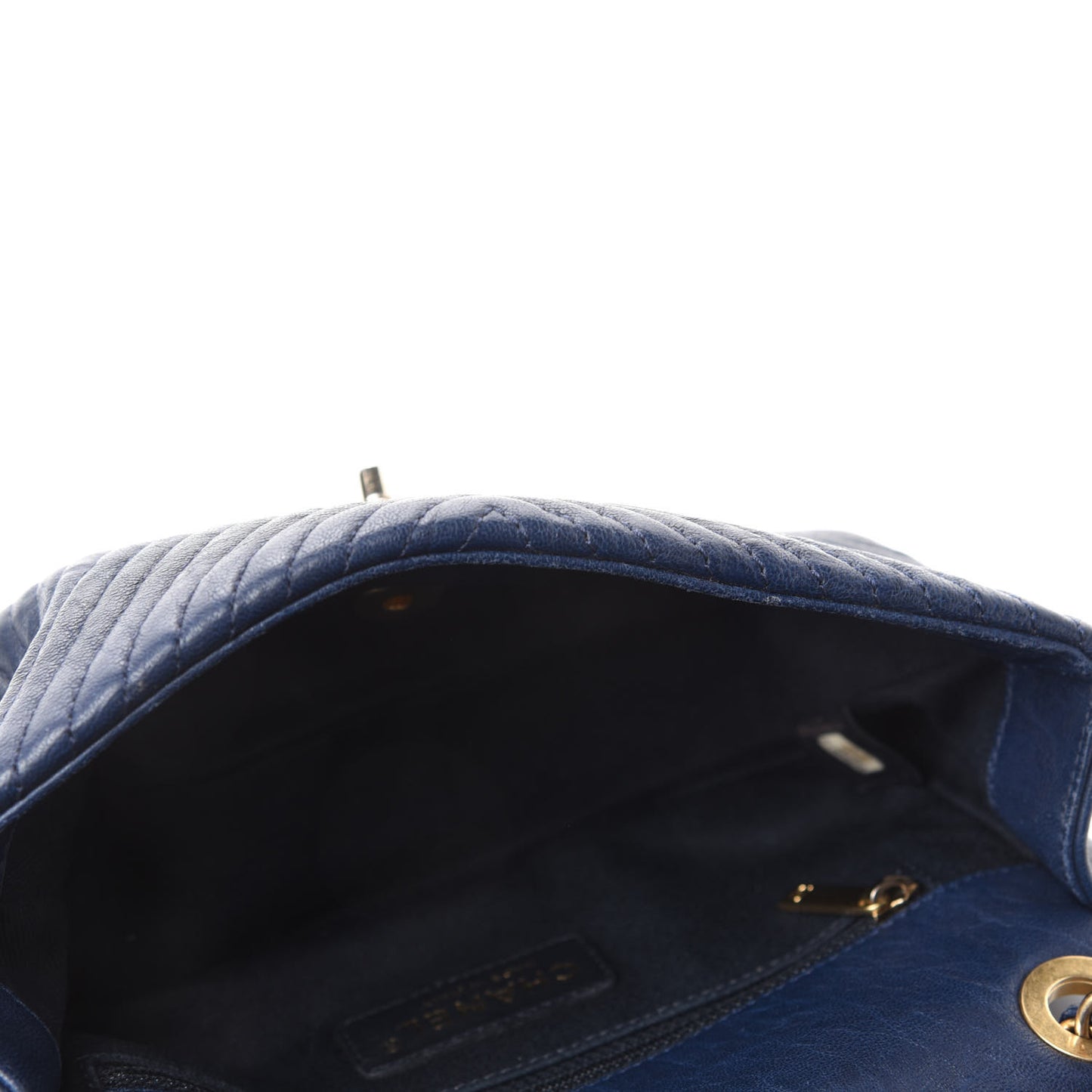 Calfskin Surpique Chevron Small Flap Navy