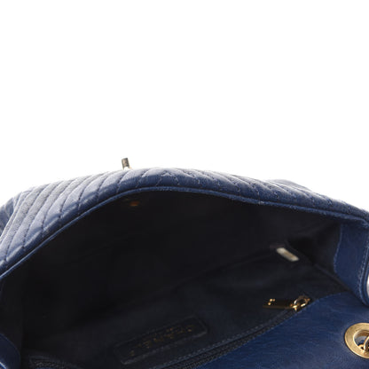 Chanel Calfskin Surpique Chevron Small Flap Navy 6 of 11