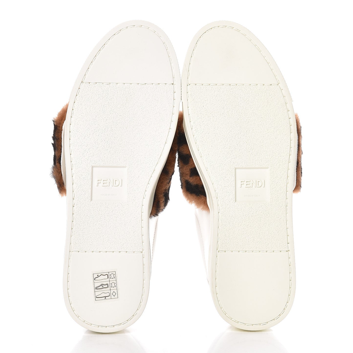 Vitello Shearling FF Velcro Slip On Sneakers 36 White
