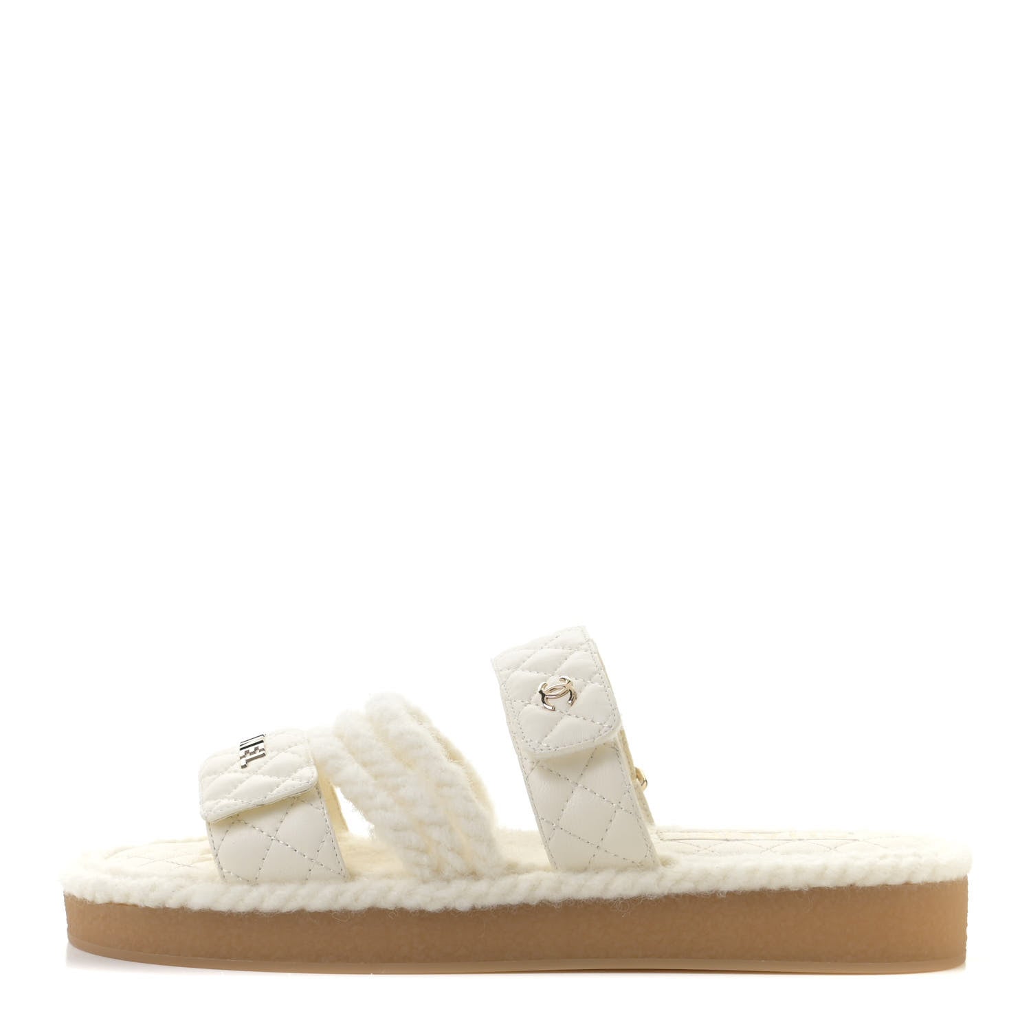 Chanel Cord Lambskin Quilted Logo Mules 42 Ivory 1 of 10