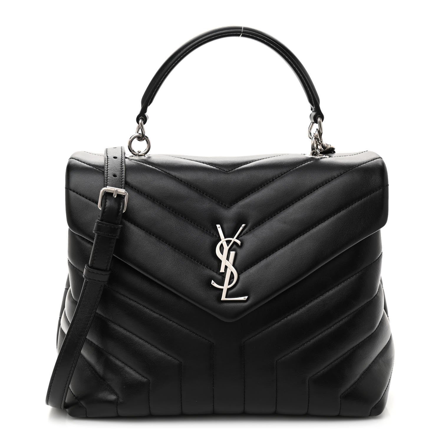 Saint Laurent Calfskin Y Quilted Monogram Medium Loulou Satchel Black 1 of 8