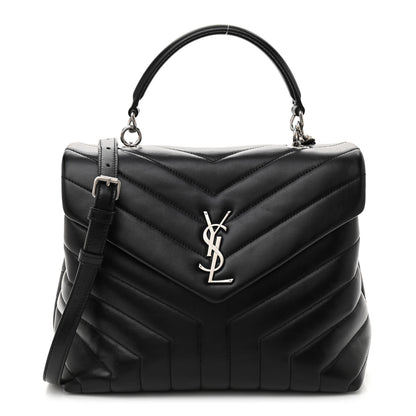 Saint Laurent Calfskin Y Quilted Monogram Medium Loulou Satchel Black 1 of 8
