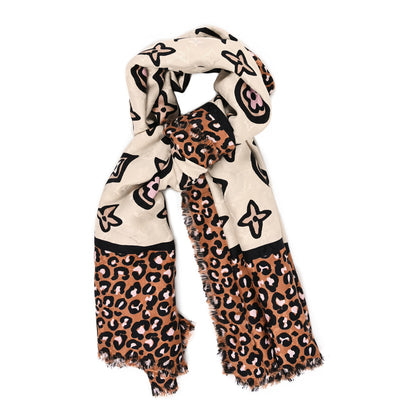 Louis Vuitton Silk Wool Wild At Heart Shawl Caramel Creme Black 2 of 4