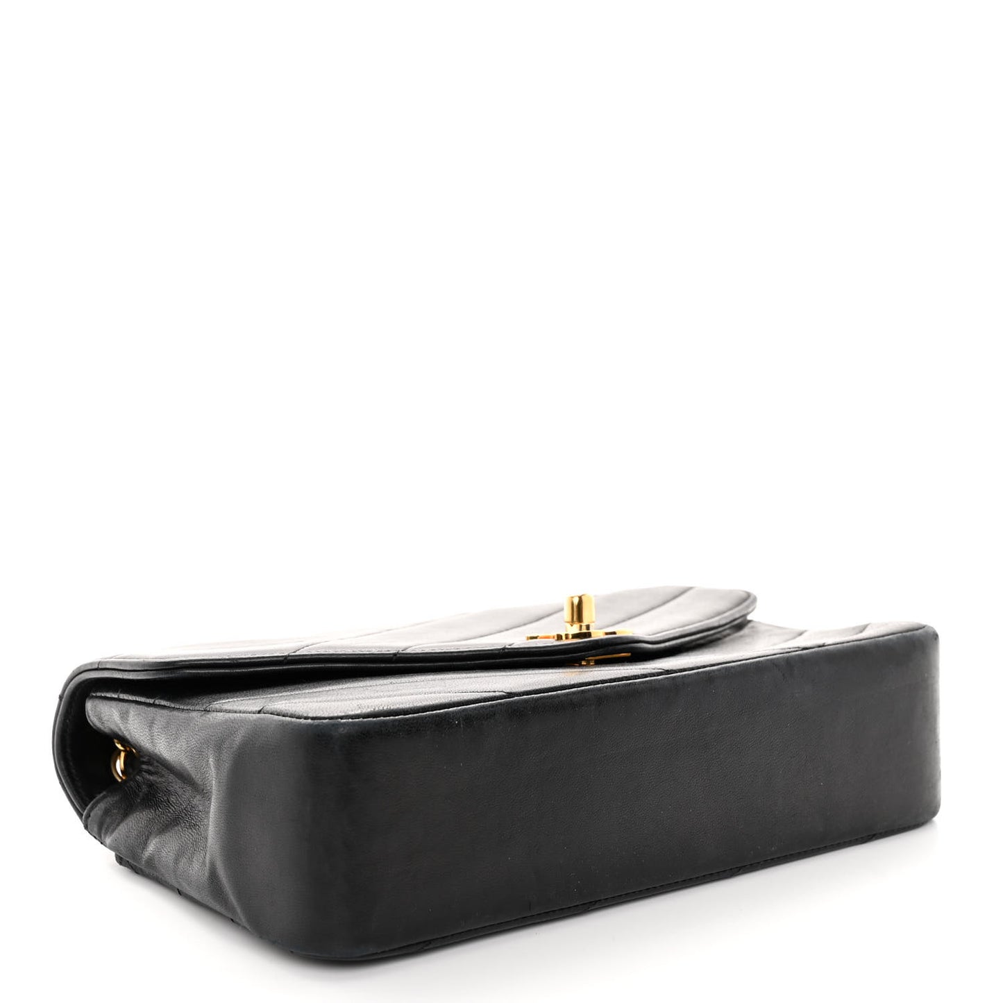 Lambskin Chevron Quilted Single Flap Black