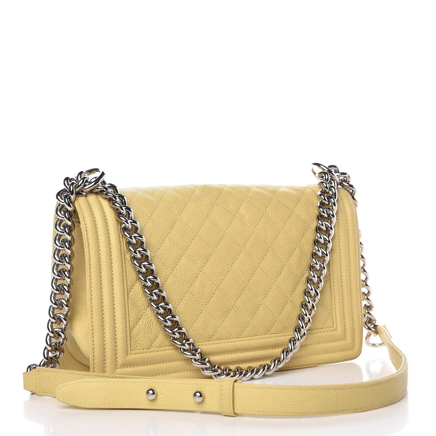 Caviar Quilted Medium Boy Flap Light Yellow