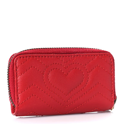 Gucci Calfskin Matelasse GG Marmont Zip Around Key Case Hibiscus Red 4 of 9