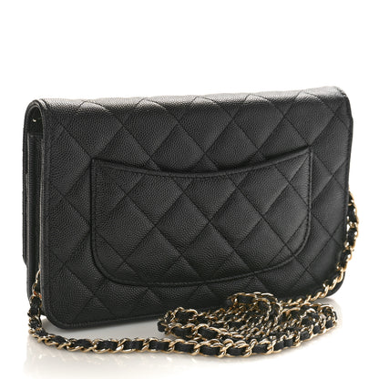 Chanel Shiny Caviar Quilted Enamel CC Wallet On Chain WOC Black 3 of 9