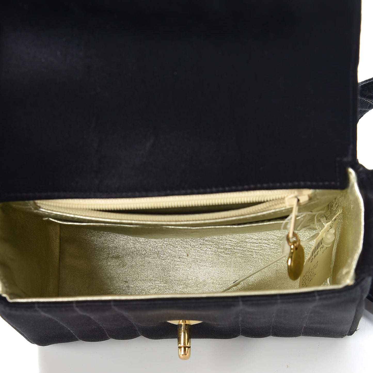 Satin Vertical Quilt Mini Flap Shoulder Bag Black