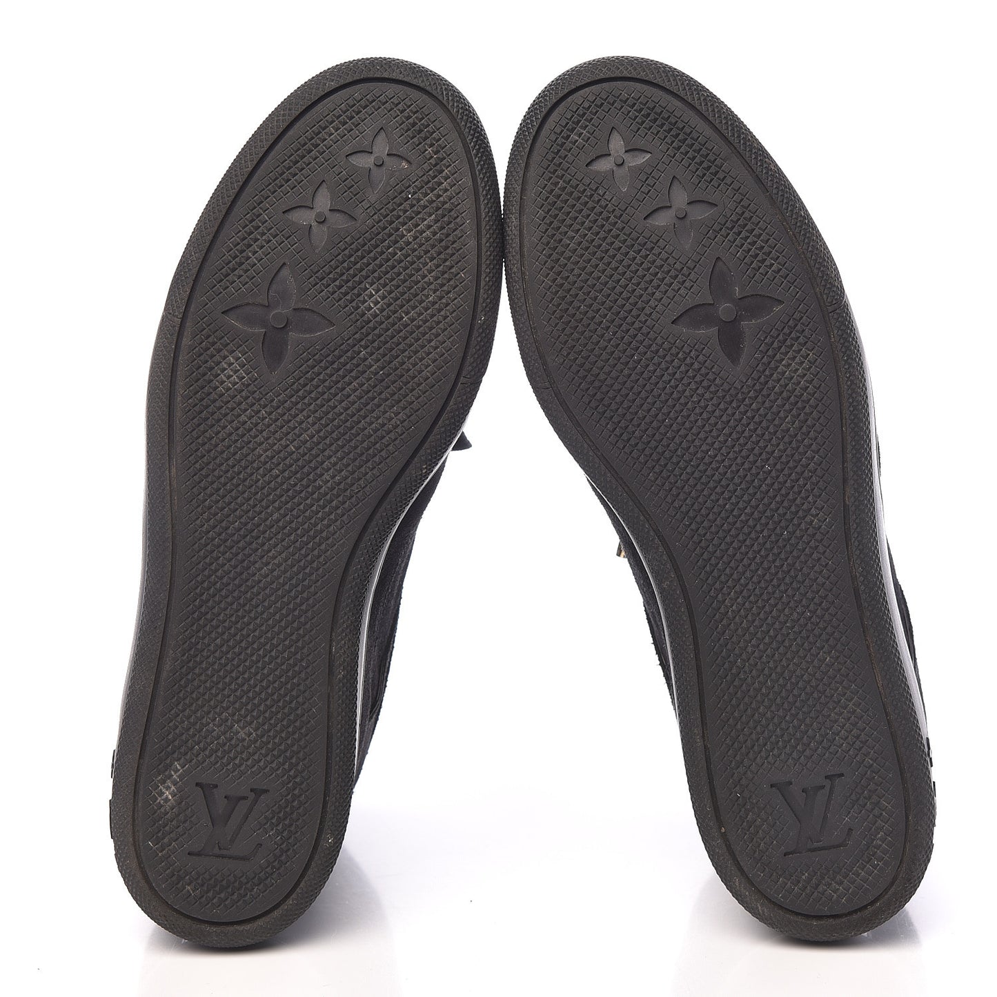 Calfskin Suede Monogram Cliff Top Wedge Sneakers 38.5 Black