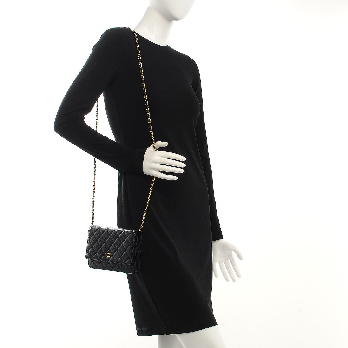 Caviar Quilted Wallet On Chain WOC Black