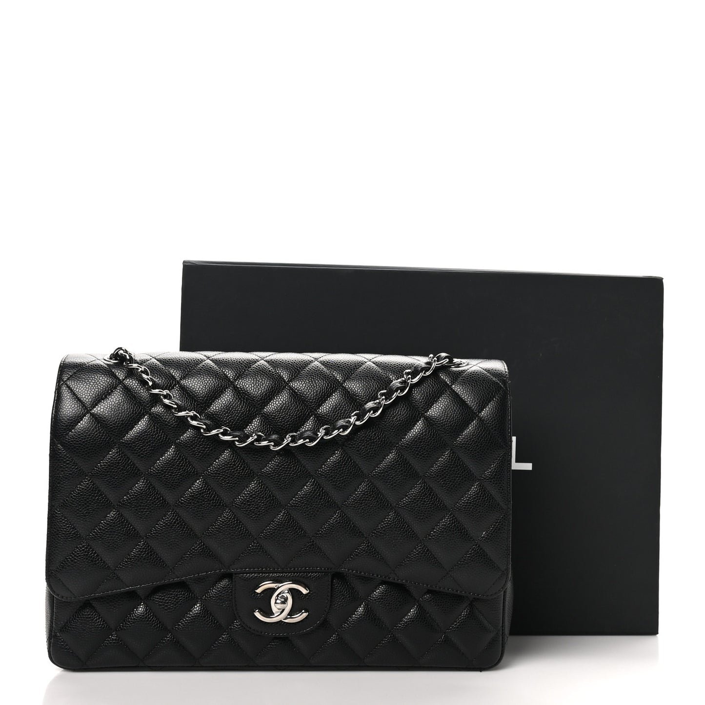 Caviar Quilted Maxi Double Flap Black