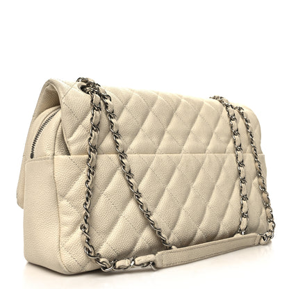 Chanel Caviar Quilted Jumbo Easy Flap Dark White 3 of 12