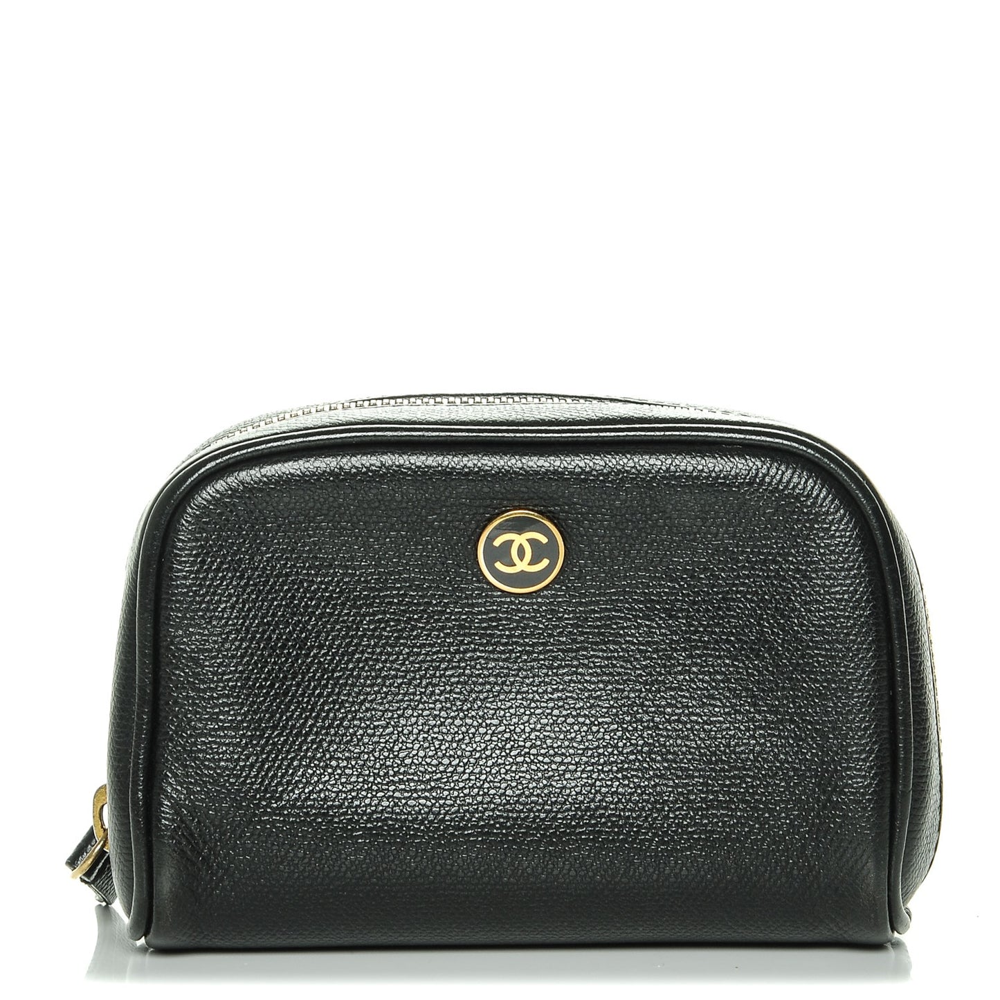 Grained Calfskin CC Button Cosmetic Case Black