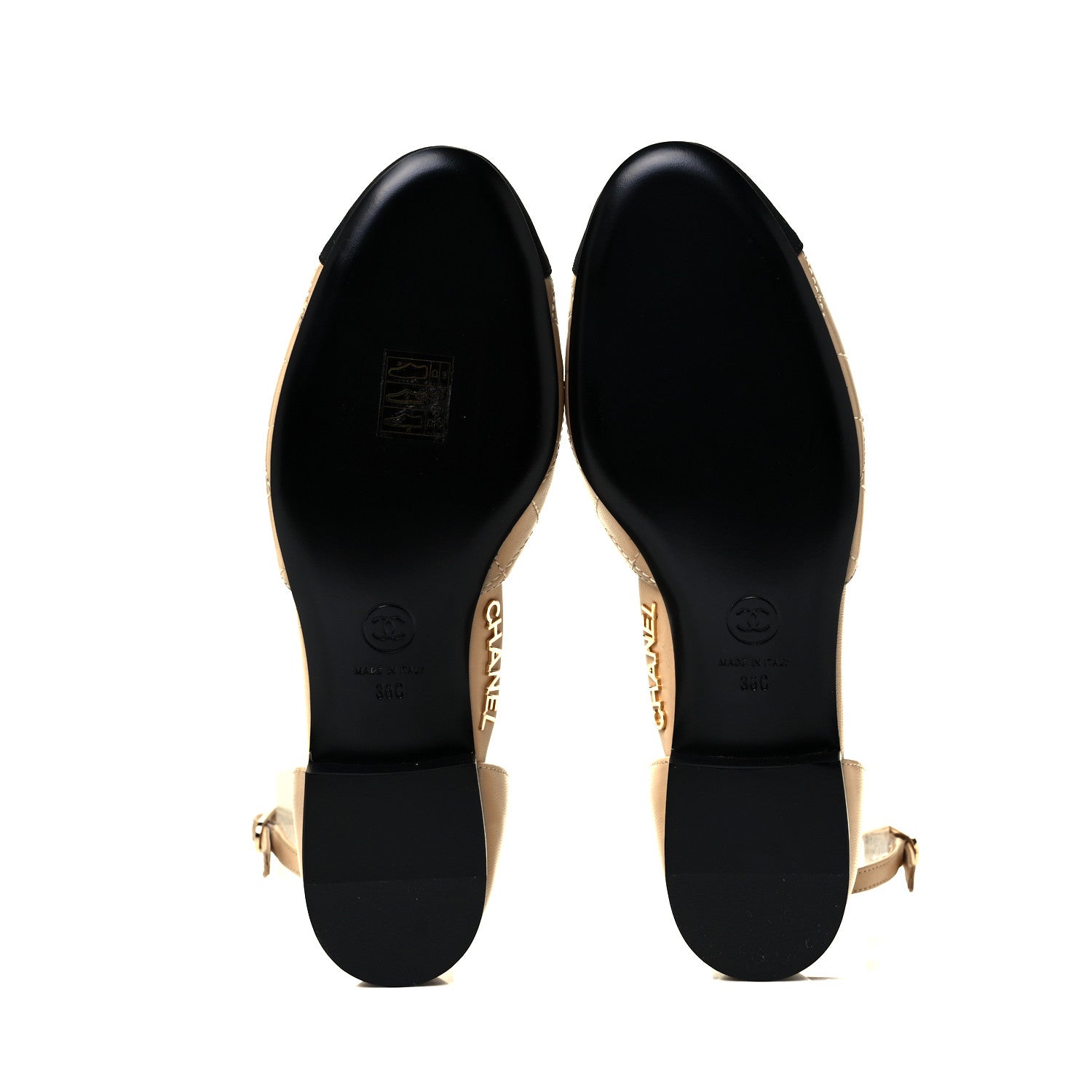 Chanel Lambskin Grosgrain Cap Toe CC Ankle Strap Sandals 36 Beige Black 5 of 9