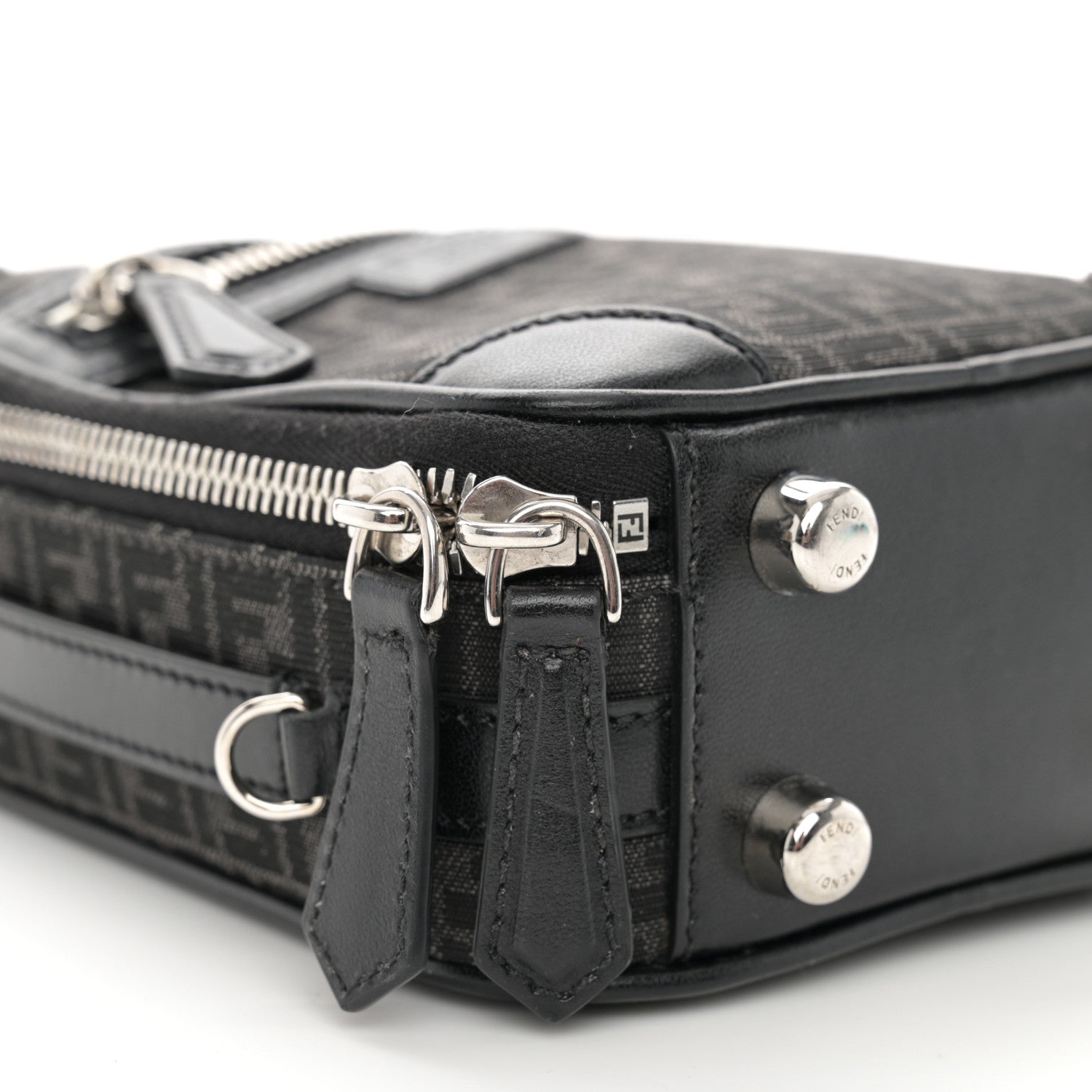 Fendi Recycled Fabric Jacquard Vitello Astro Micro FF Mini Trolley Bag Asfalto Black 8 of 11