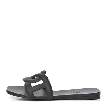 Hermes Rubber Aloha Sandals 38 Black 1 of 8