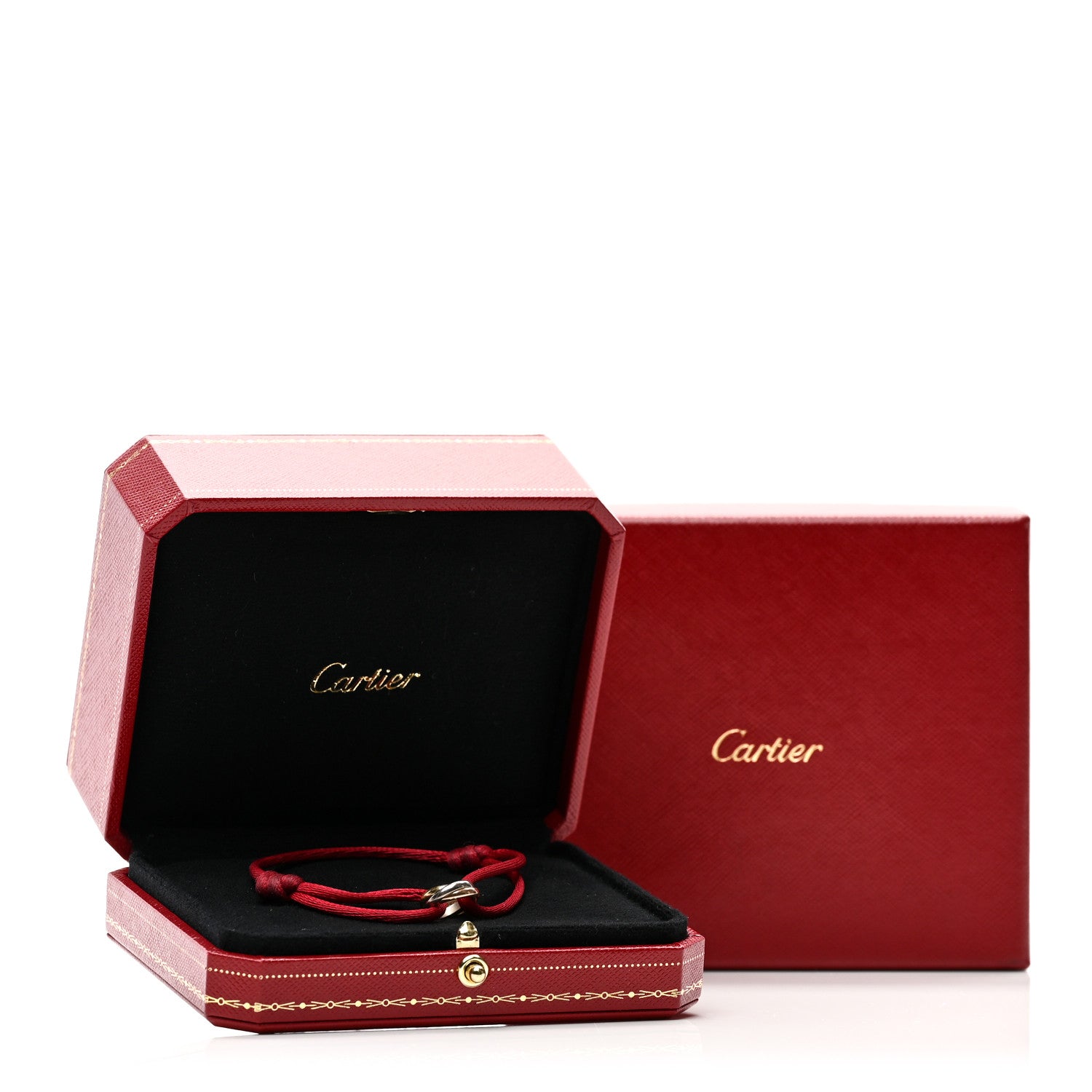 Cartier 18K Pink Yellow White Gold Trinity Cord Bracelet Red 4 of 4