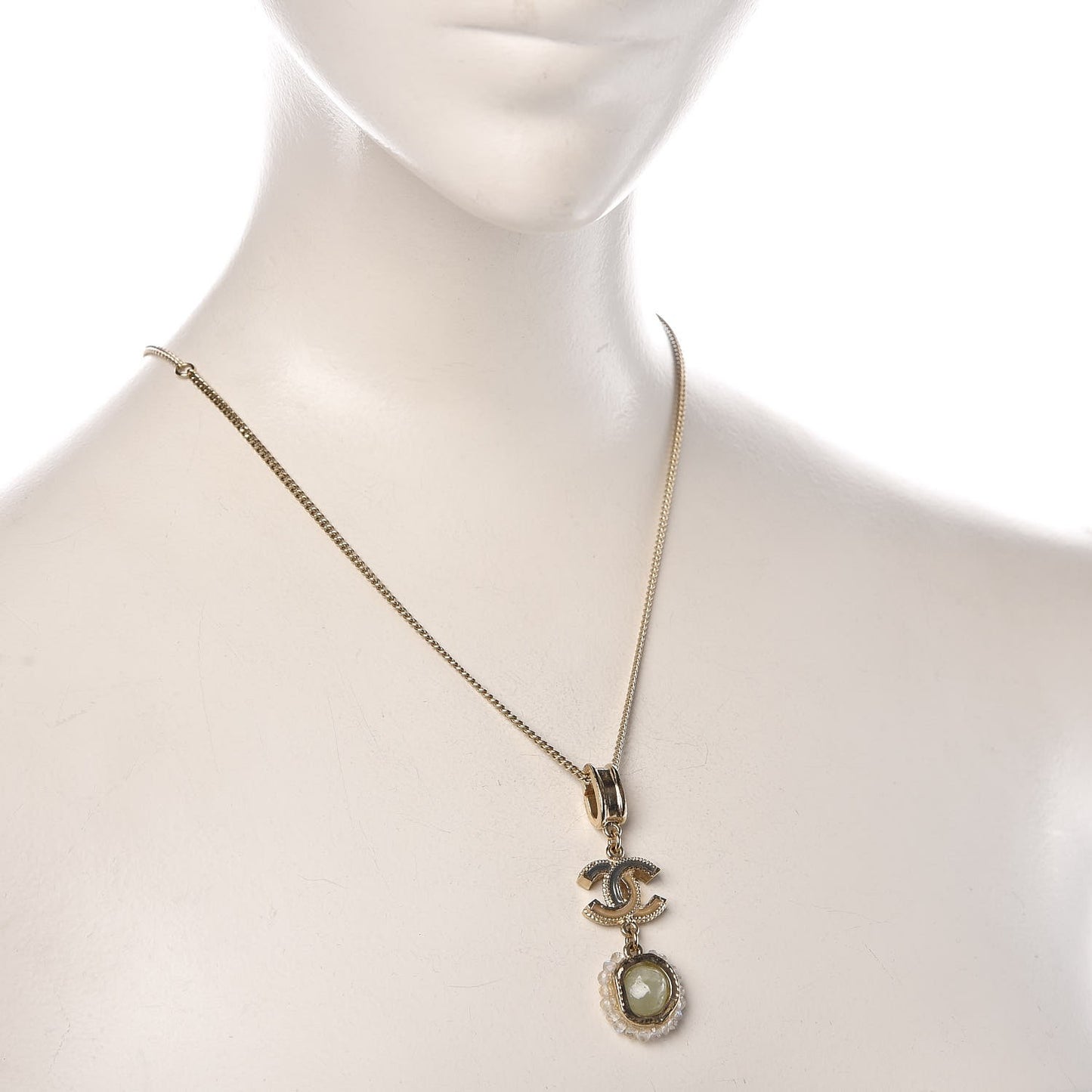 Resin Enamel CC Drop Necklace Light Gold