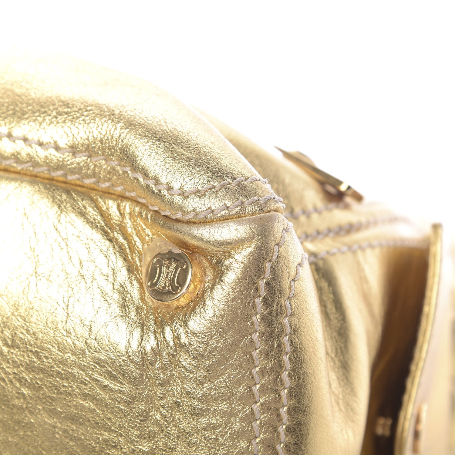 Celine Metallic Lambskin Quilted Boogie Satchel Gold 13 of 21