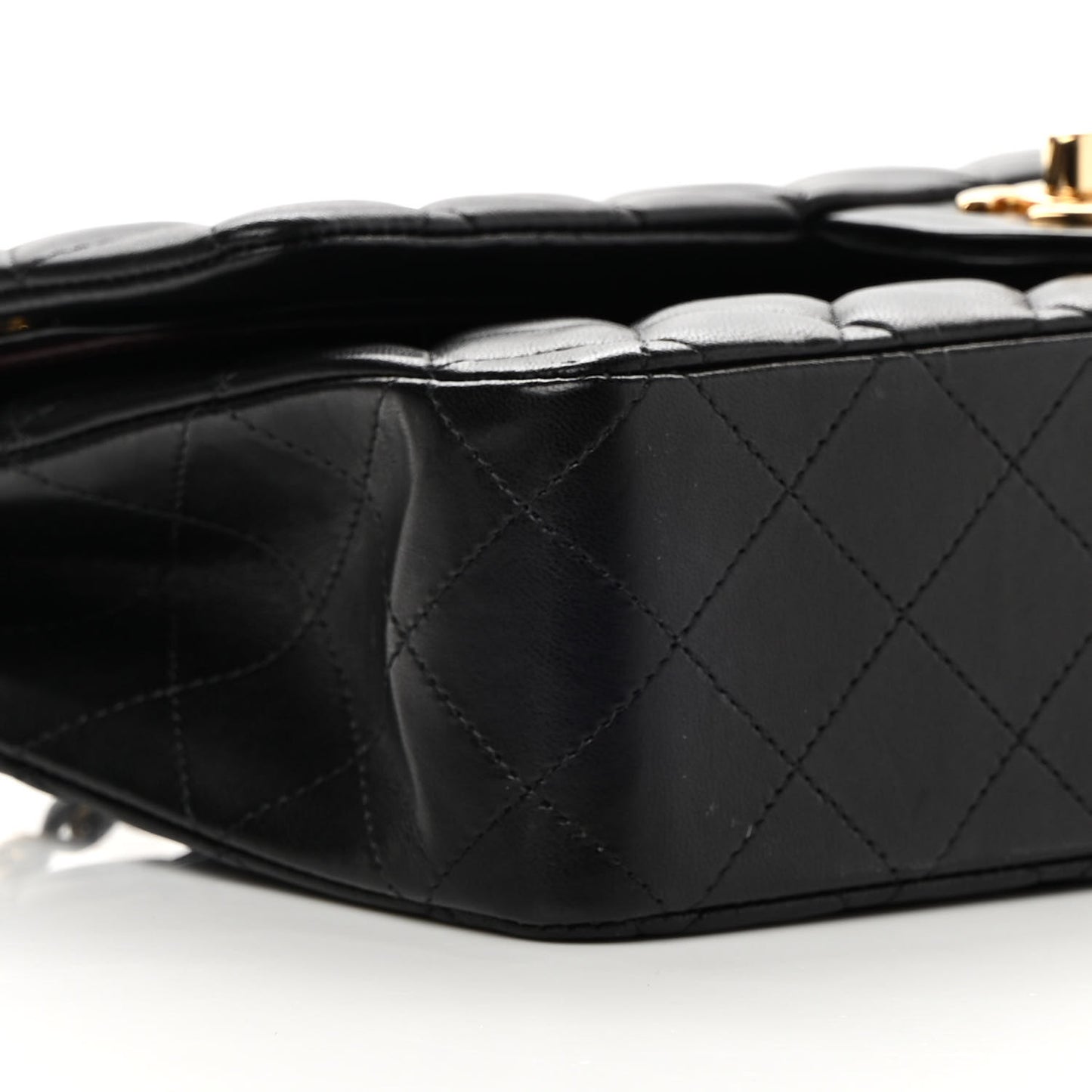 Lambskin Quilted Medium Double Flap Black