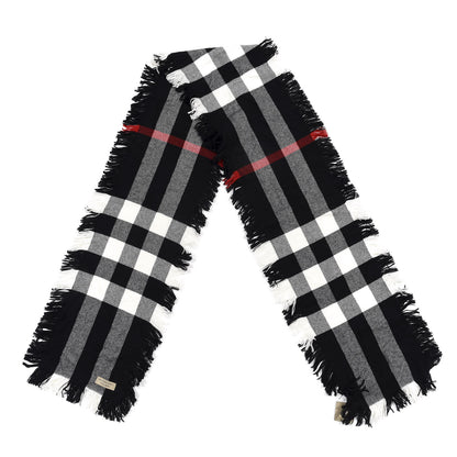 Burberry Wool Half Mega Check Fringe Scarf Black 1 of 4