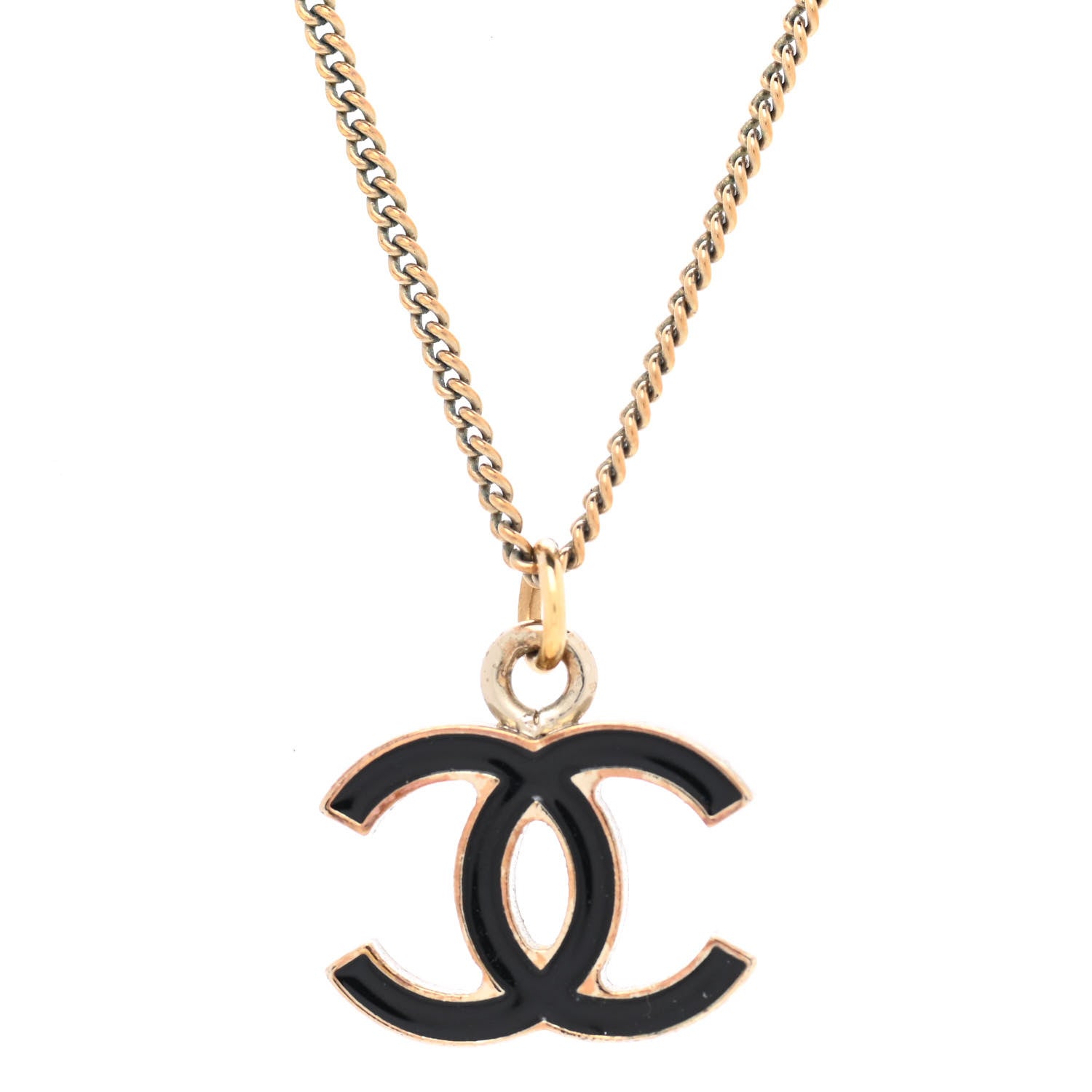 Chanel Metal Enamel CC Chain Necklace Gold Black 4 of 7