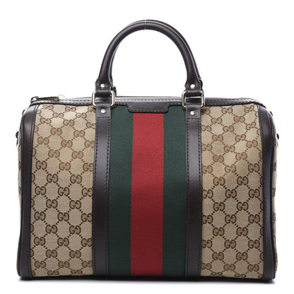 Gucci Monogram Vintage Web Medium Boston Dark Brown 1 of 10