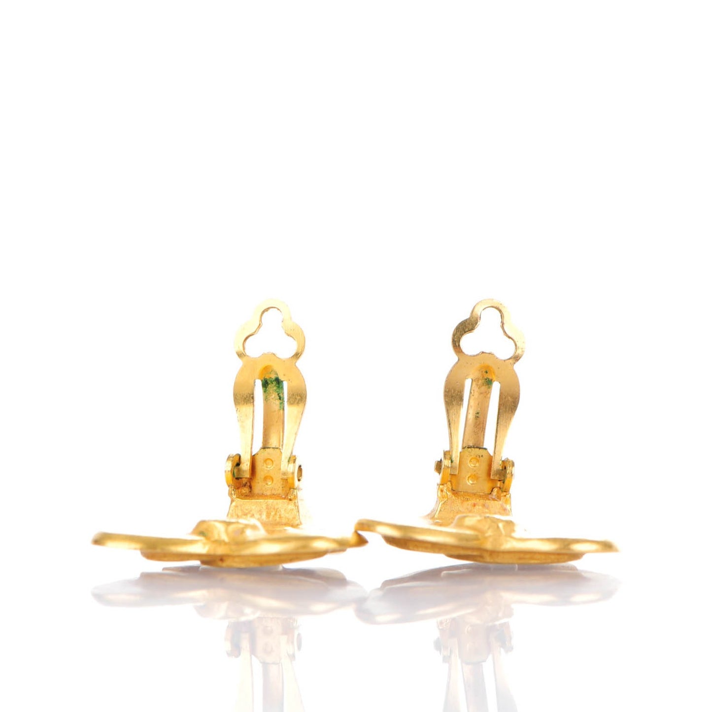 CC Heart Clip On Earrings Gold