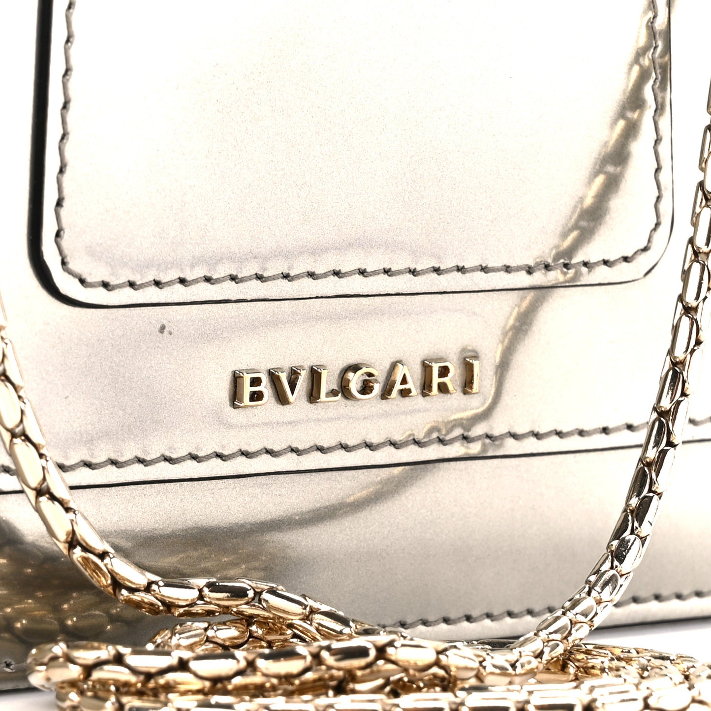 Metallic Calfskin Small Serpenti Forever Snake Strap Crossbody Bag Silver
