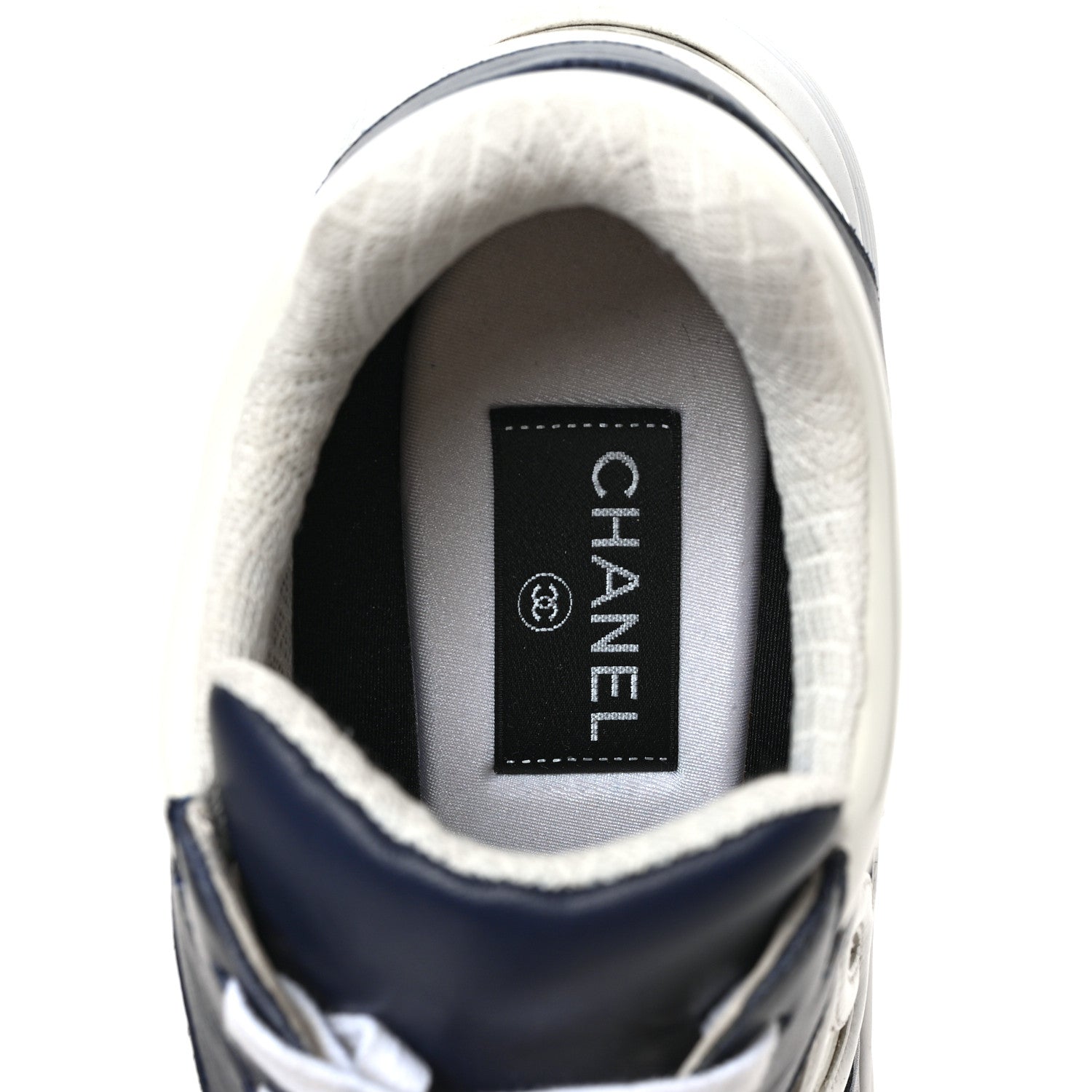 Chanel Patent Calfskin CC Sneakers 39.5 Navy White 7 of 8