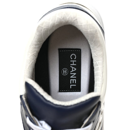 Chanel Patent Calfskin CC Sneakers 39.5 Navy White 7 of 8