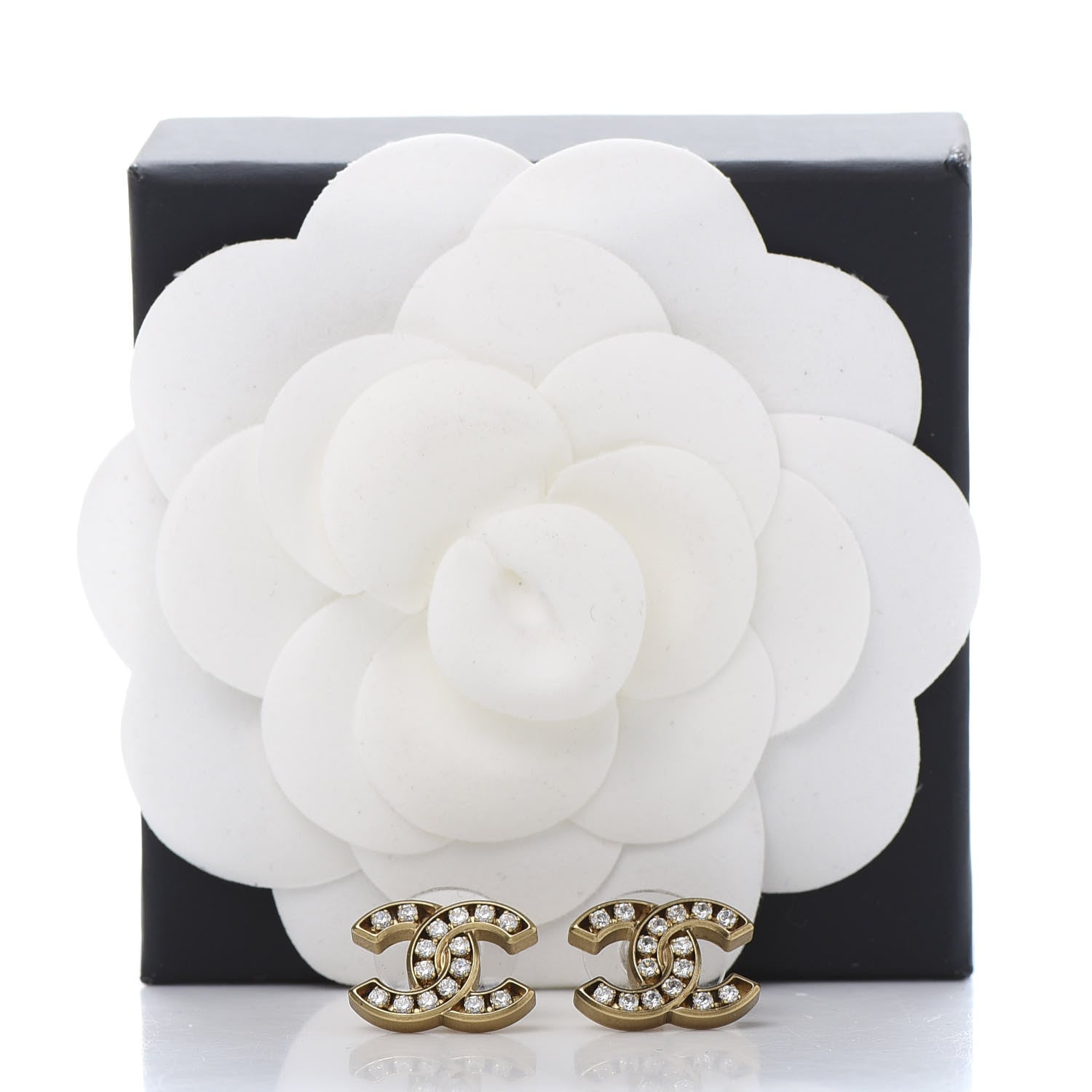 Chanel Crystal CC Earrings Gold 5 of 5